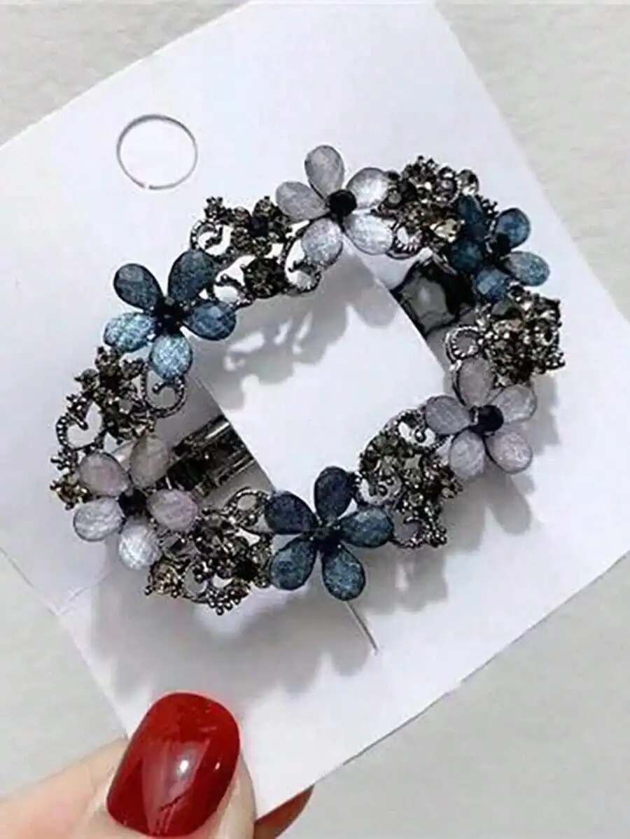 

11Pc Retro Hollow Alloy Flower Hair Clip, Rhinestone Embellished Oval Luxury Hair Barrette, Elegant Hair Accessory for Women