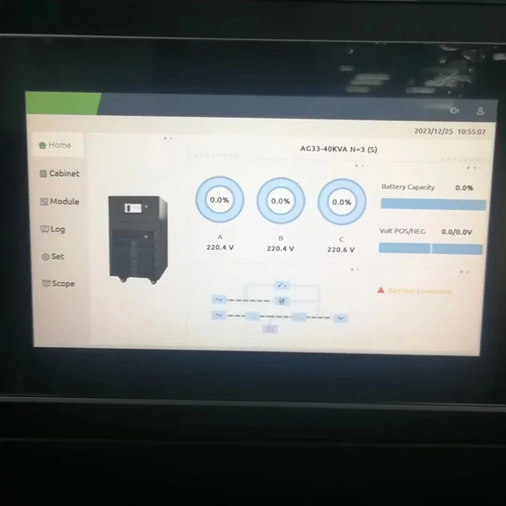 نظام UPS المعياري عبر الإنترنت بقدرة 20 كيلو وات مزود طاقة غير منقطع 380 فولت لغرفة الخادم ومركز البيانات