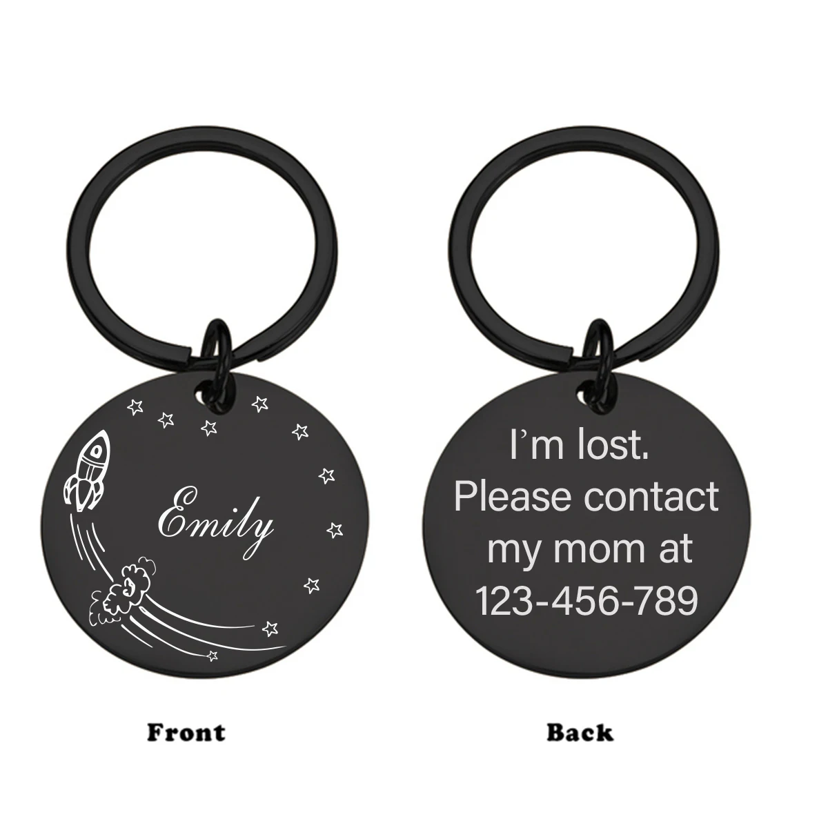 

1 pc pretty Rocket and stars Customized Text Laser Engraving Personalized Dog Tags Pet ID Name Collar Tag For Pets
