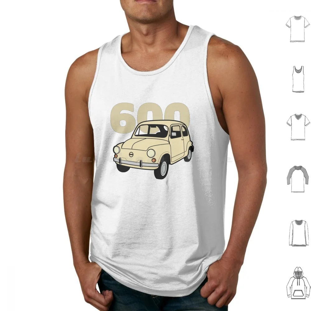600 Beige V2 Camisetas sin mangas Seat 600 Coche Retro Seiscientos Automóvil España 600 Vehículo
