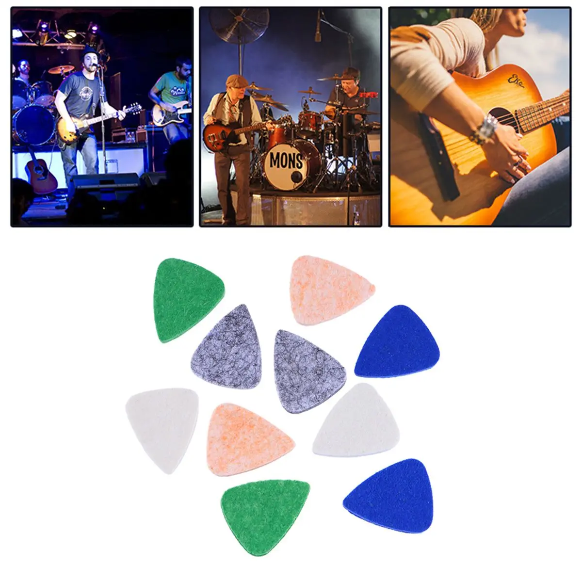 

10 Pcs Colorful Felt Acoustic Guitar Felt Picks Accessories Smooth Guitar Picks Non Slippery Ukulele Musical Parts