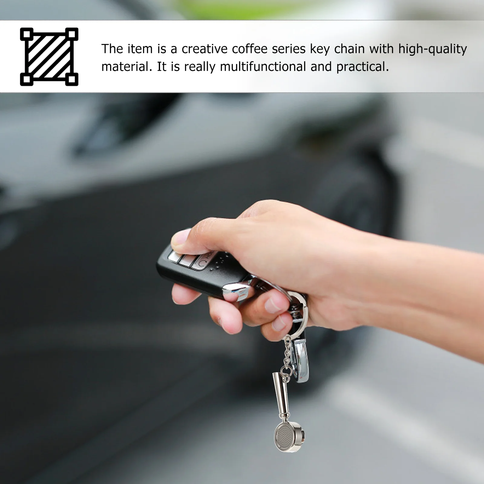 2 Pcs Metal Keychain Ring Car Pendant Decor Coffee Series Zinc Alloy Material Lovers