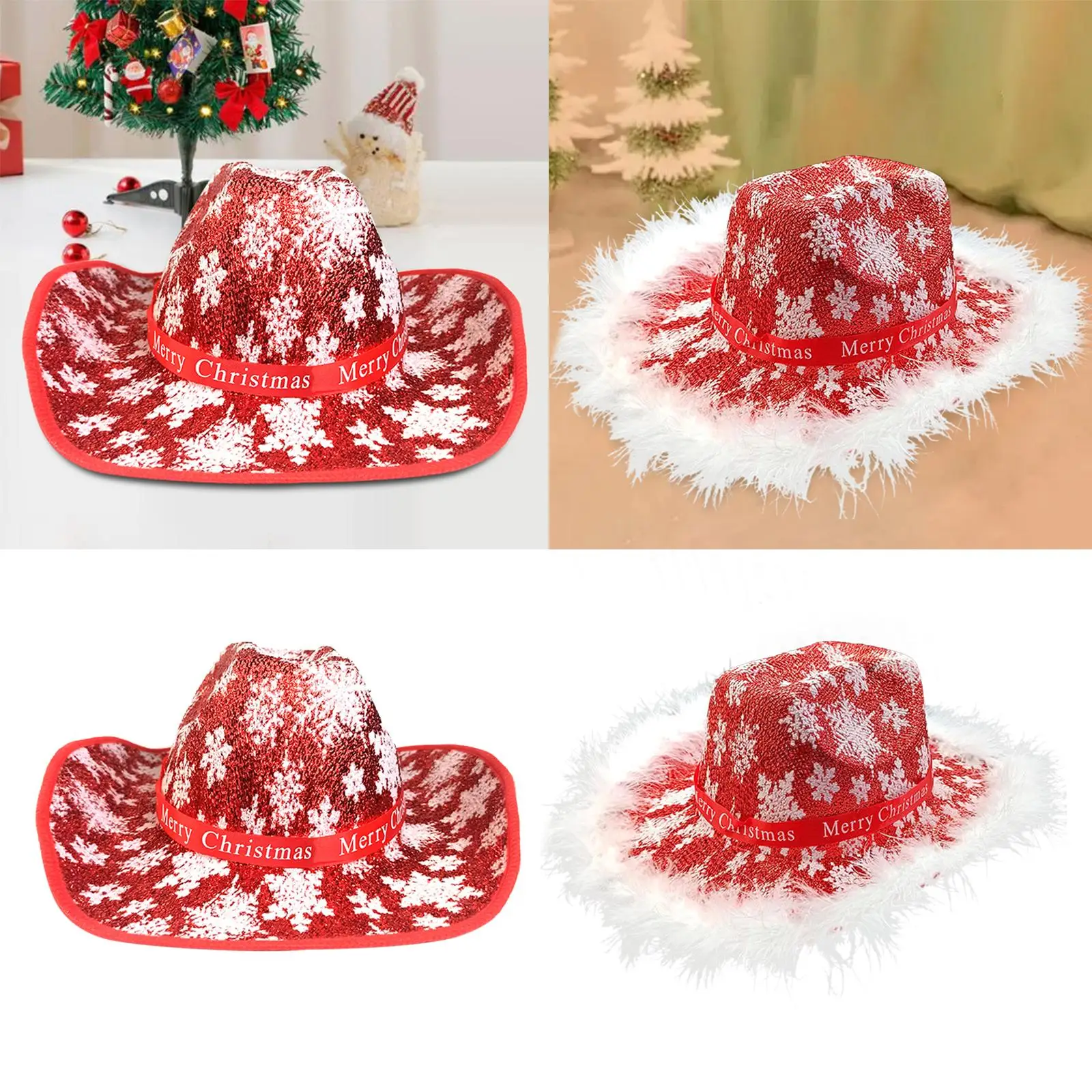 

Western Cowboy Hat Snowflake Pattern for Christmas Theme Party Holiday Girls Unisex Adult