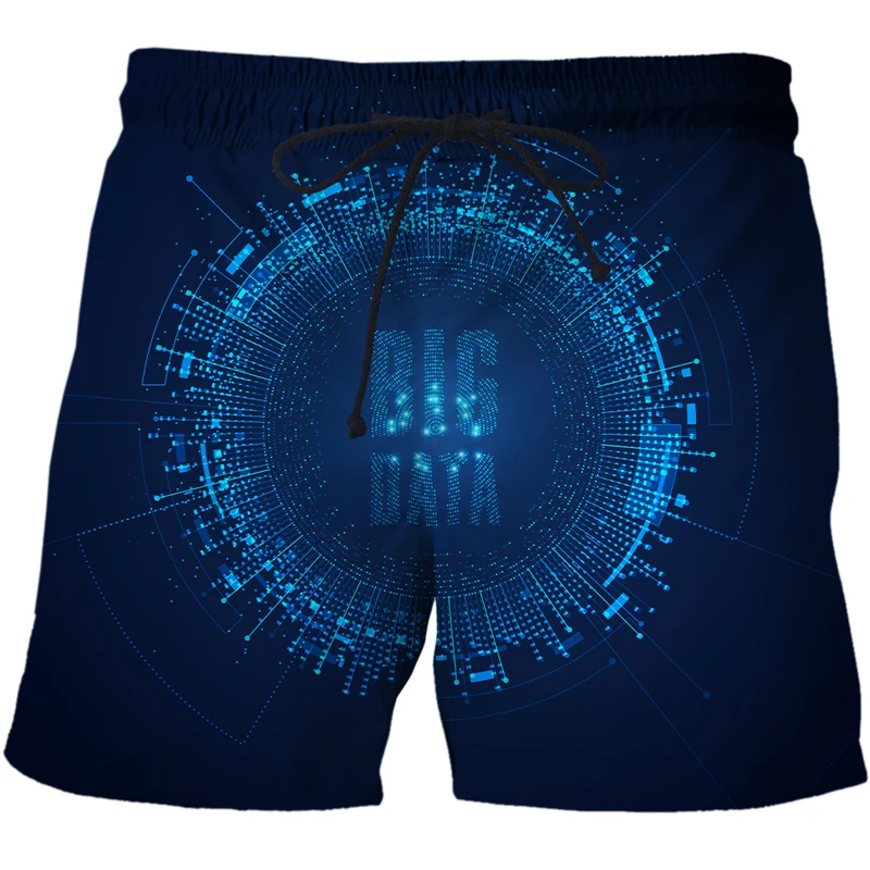 

2022 New AI technology data pattern 3D Print Men's Beach Shorts Summer Swim Shorts Fashion Personality Men Swimming Trunks