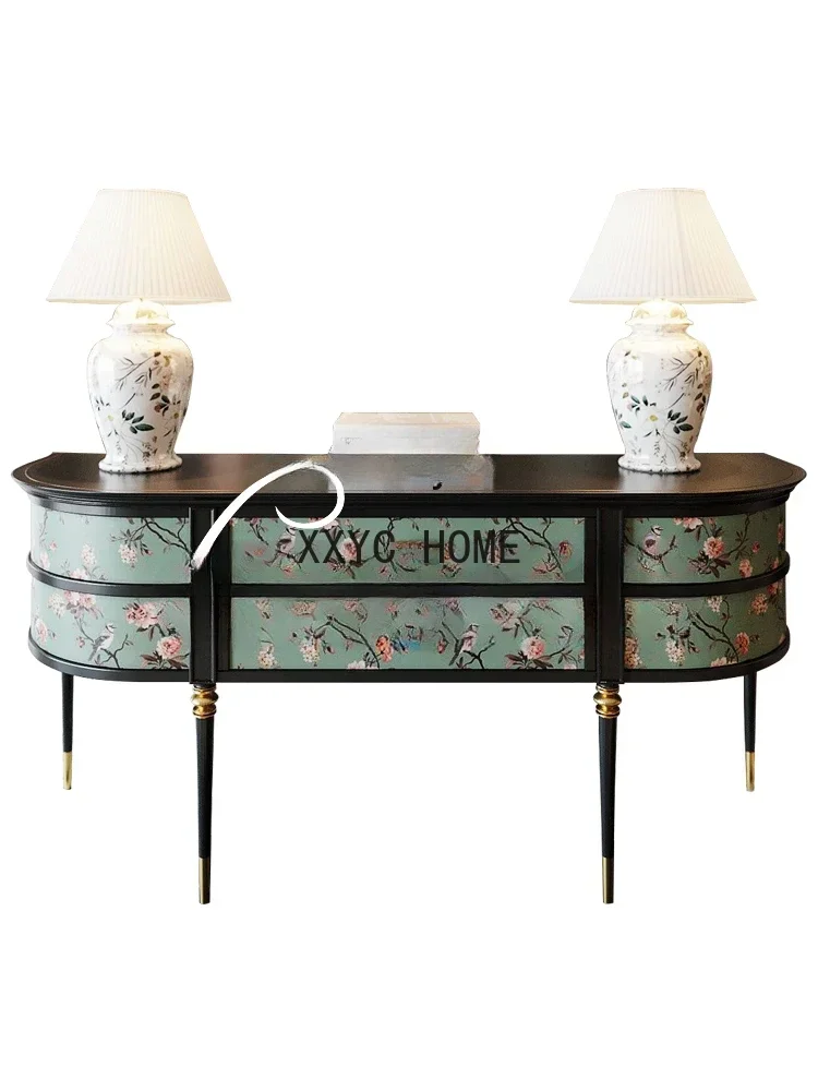 

Solid Wood Locker/Entrance Cabinet/Neoclassical Handmade Painted Cabinet/Multifunctional