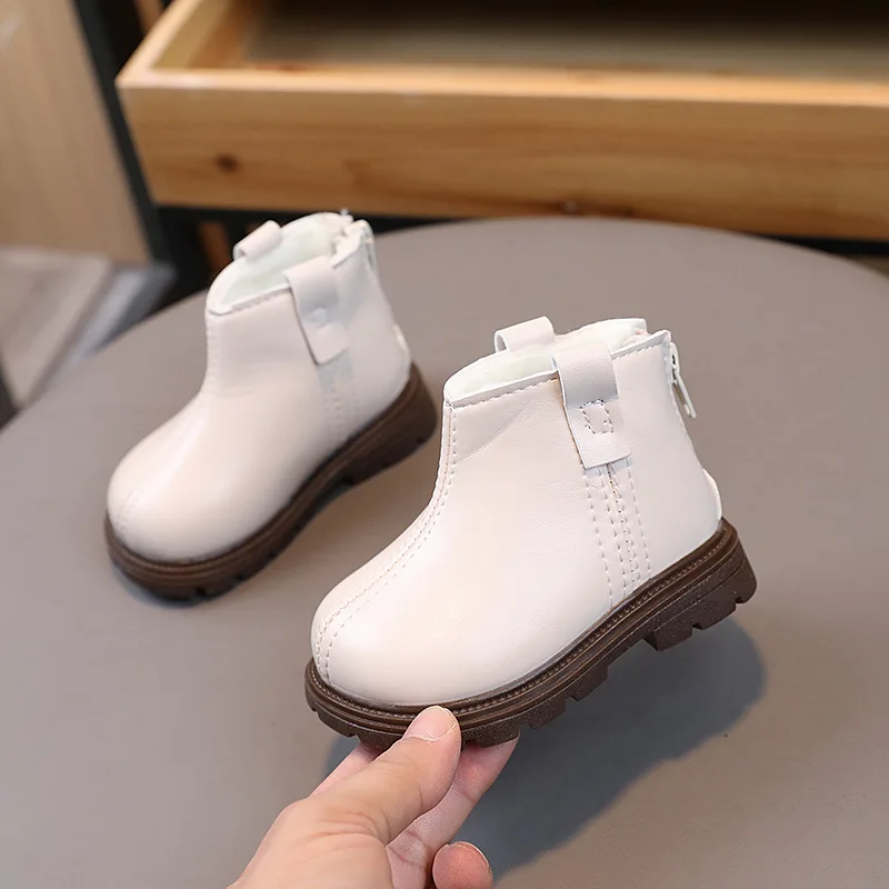 Winter Infant Baby Shoes Soft Sole Anti Slip Toddler Girls Boots PU Leather Boys Casual Shoes Kids Warm Plush Short Ankle Boots