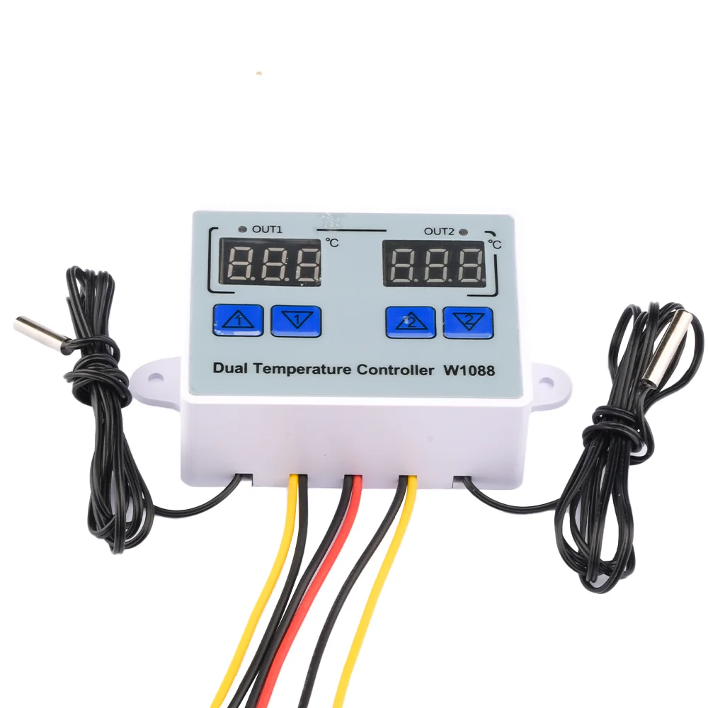 W1088 Dual LED Digital Temperature Sensor Meter Controller Electric Heating Thermostat 220V Aquarium Incubator Thermoregulator