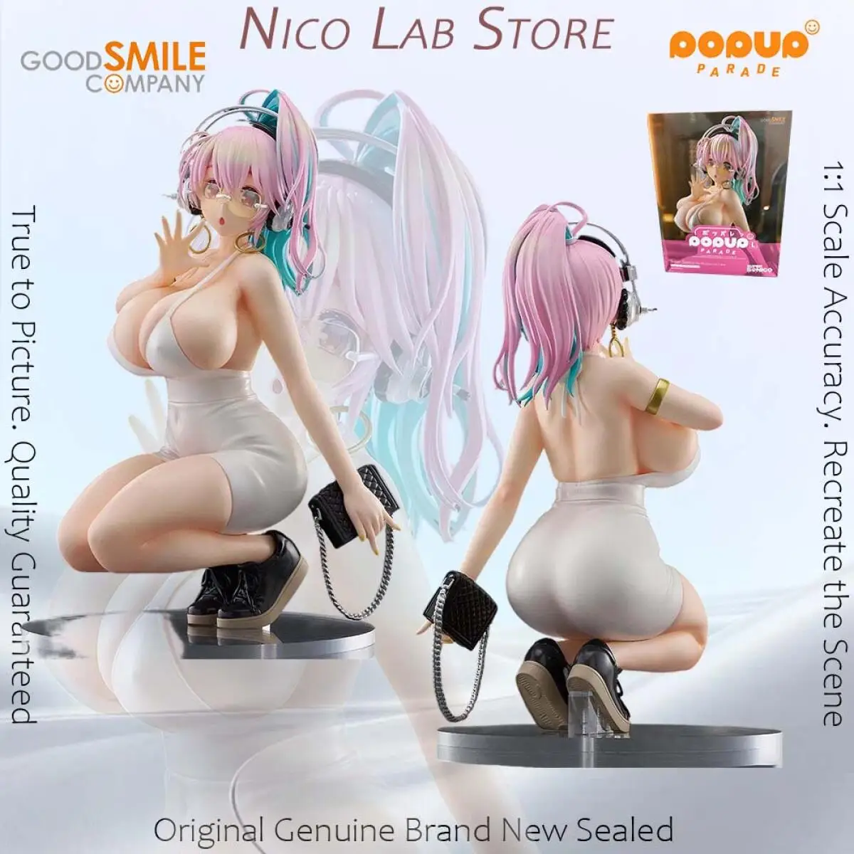 Original In Stock Good Smile Pop Up Parade Super Sonico Figure Anime Soniani Super Sonico The Animation Genuine Model Boxed Toy
