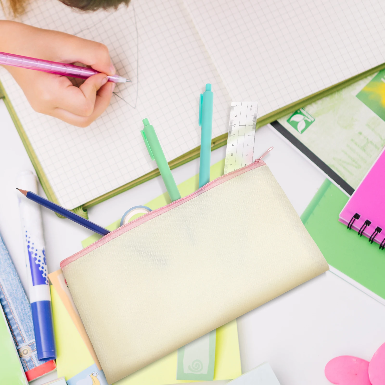 

Large Capacity Zipper Pencil Case Storage Bags Canvas Colorful Zippers Easy Access Pen Holder Pouch Stationery ganizer