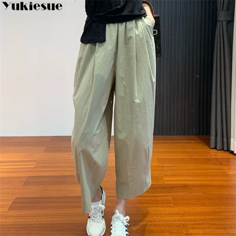 Women Pants 2023 Summer Y2K New Style Korean Edition Versatile Harem Nine Cent High Waist Casual Comfortable Loose Pants Trend