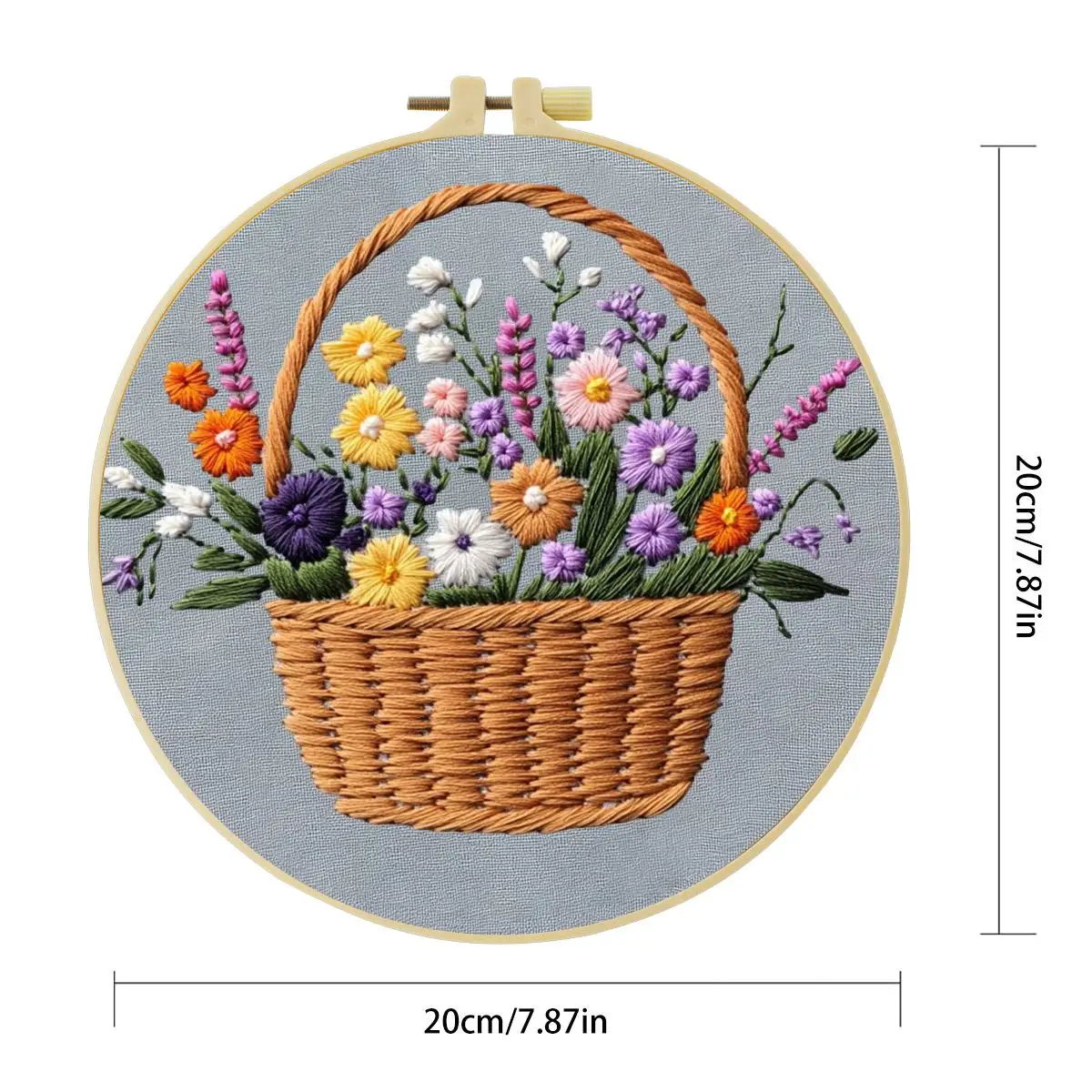 1 Stück 20X20CM/15X15CM 7,87/6,3 Zoll Kranz-Stickerei-Starter-Kit DIY-Kit DIY-Stickerei-Set Handarbeiten Malerei Nadelkunst – Detail 4