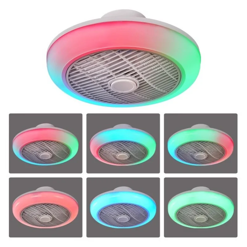 Imagem -05 - Quarto Rgb Ventilador de Teto Luz Casa Decro Led Luz de Teto com Ventilador Inteligente App Bluetooth Música Alto-falante Invisível Ventilador Luz