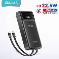 KUULAA 10000mAh powerbank 22.5W Portable Charger Dual Cable Fast Charging portable battery power bank For iPhone 16 15 14 Xiaomi