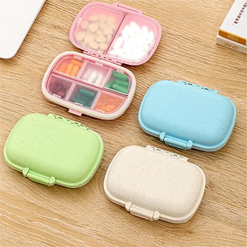 1PC Portable 8-compartment Sealed Pill Box Moisture-proof One-week Pill Box With Cover Double-layer Dispenser Medicine Box