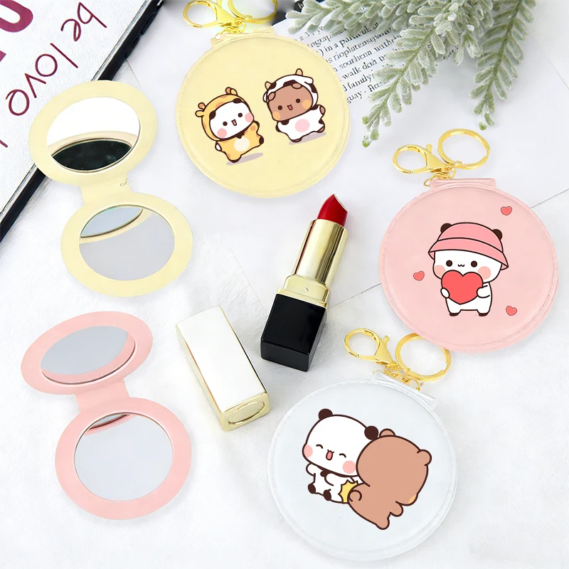 

Bubu Dudu Makeup Mirror Yier Bear Panda Foldable Small Round Mirror Woman Cartoon Cosmetics Travel Portable Cute Make-up Mirrors