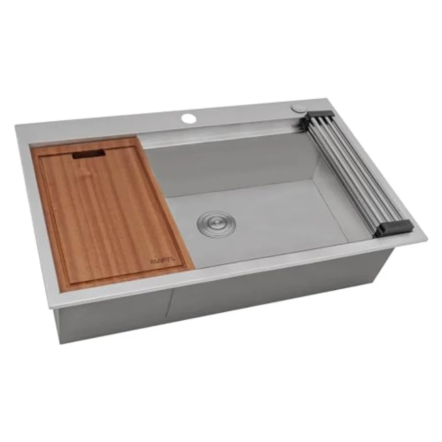 

27 x 20 inch RV Workstation Drop-in Topmount Bar Prep Kitchen Sink 16 Gauge Stainless Steel