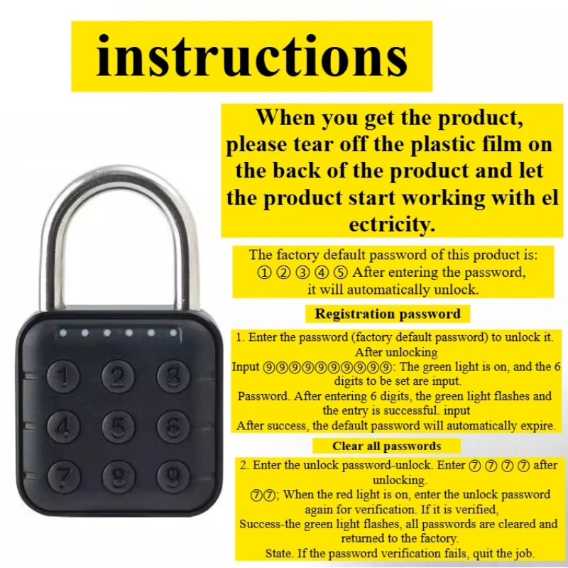 Smart Home Biometric Digital Padlock IP67 Waterproof Smart Door Lock Cabinet Lock Gym Wardrobe Door Password Lock