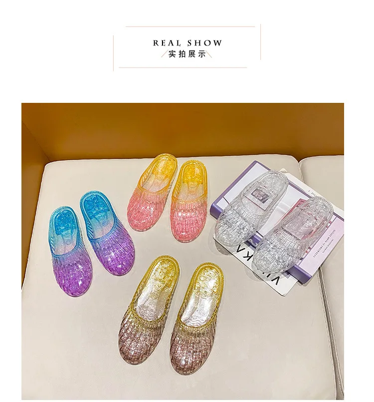 

​Women's Transparent Jelly Slide Slippers Non-Slip Comfort Sole Lightweight Sandels Contoured Footbed Breathable Casual Shoes