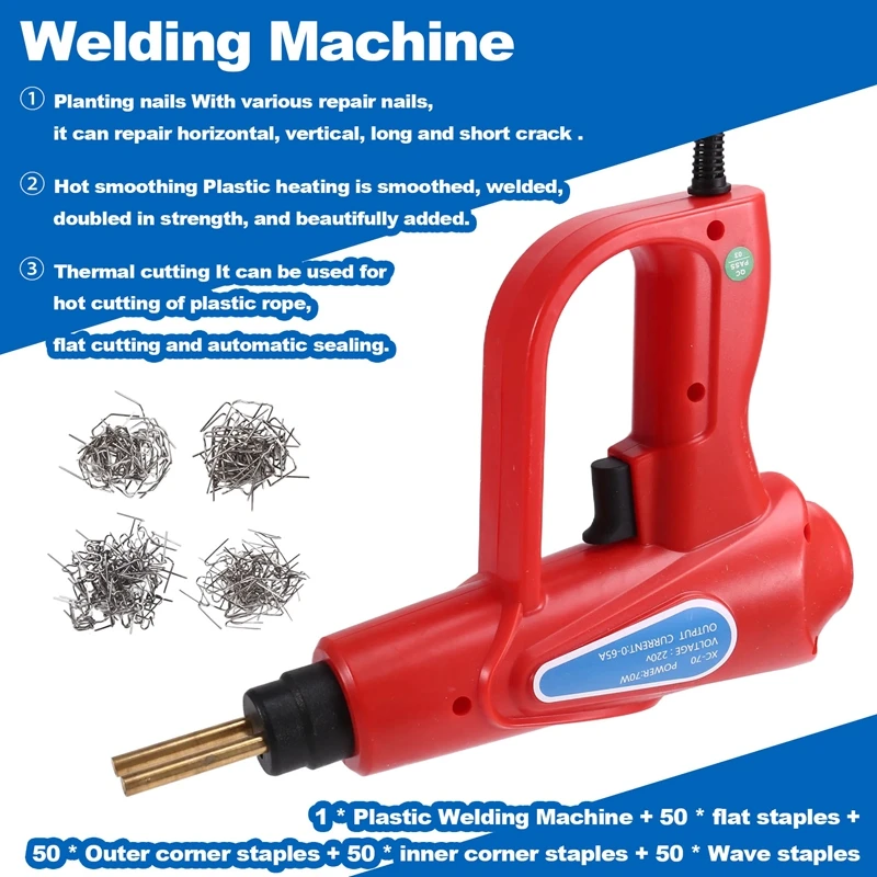 A81M New 70W Hot Stapler Plastic Welding Machine 4 Types Staples Welding Repairing Machine Car Bumper Repair Kit