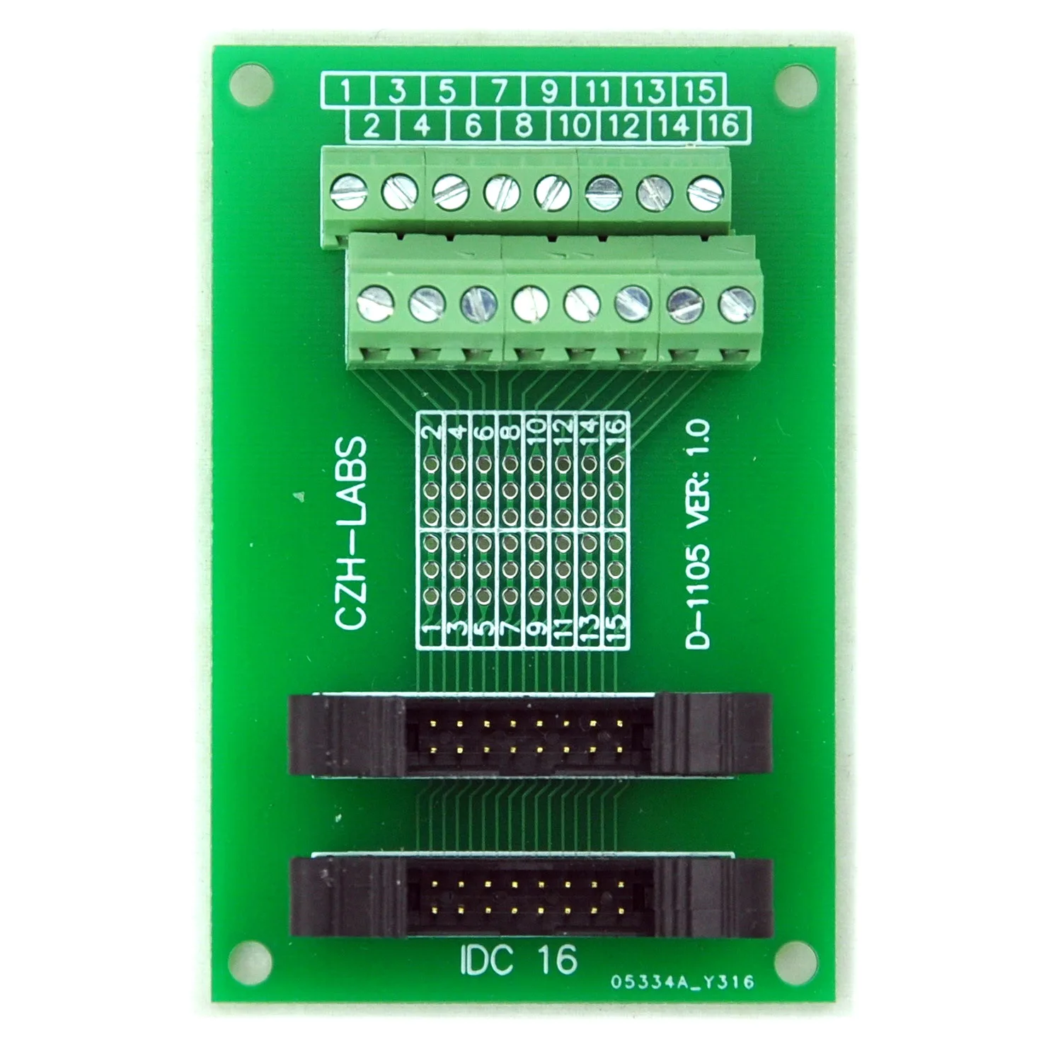 

CZH-LABS Dual IDC-16 Pitch 2.0mm Male Header Terminal Block Breakout Board.