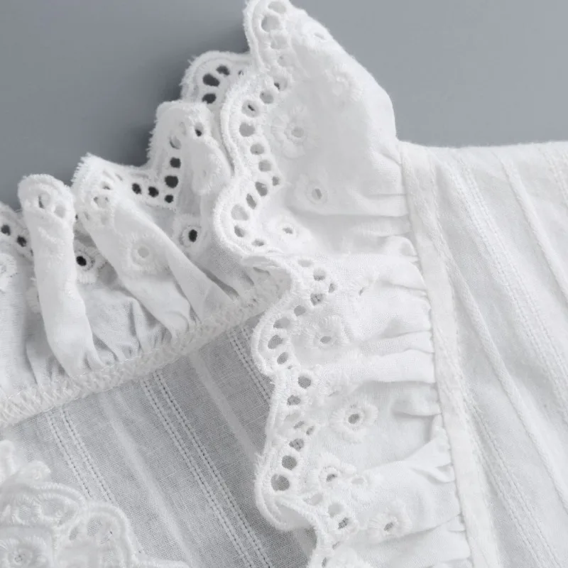 Camisa blanca con cuello en V y cuello falso para mujer, media camisa, blusa, cuello falso, Otoño Invierno, cuello desmontable con volantes