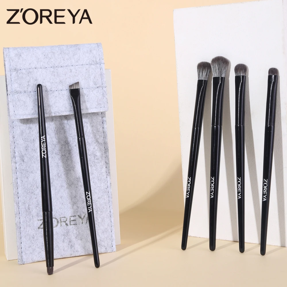 Zoreya 6PCS Klinge Make-Up Pinsel Abgewinkelt Dünne Augenbraue Pinsel Flach Feinen Eyeliner Pinsel Professionelle Liner Stirn Schönheit Make-Up werkzeug