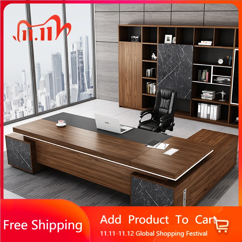 

Vintage Luxury Boss Table Cabinet European Customized Executive Office Desks Reception Reading Mesa Escritorio Office Furniture
