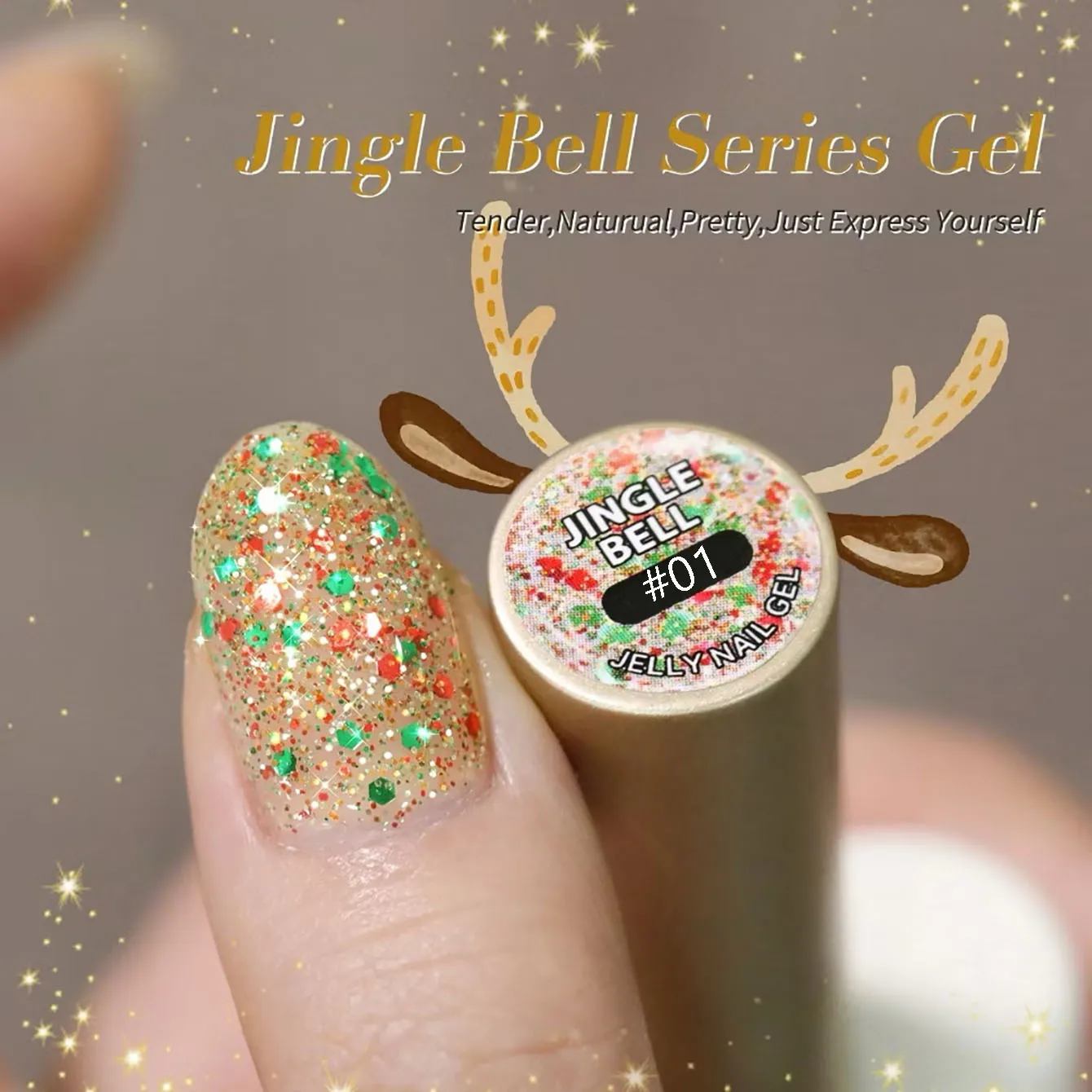 MIANEL 10ml 1-12 Stück Weihnachts-Nagellack Goldene Pailletten Nagellack-Gel Vernis Semi-Permanent Nail Art Soak-Off LED UV Nagellack-Gel