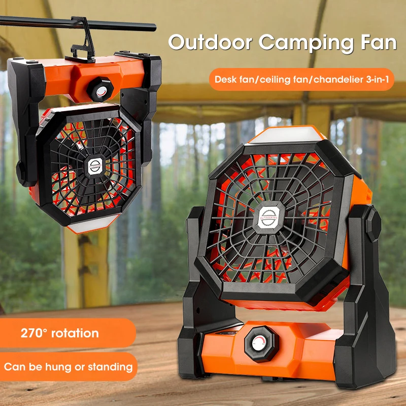 10000mAh Camping Fan with LED Lantern Portable Battery Powered Outdoor Fan Personal Rechargeable Fan for Travel Hiking