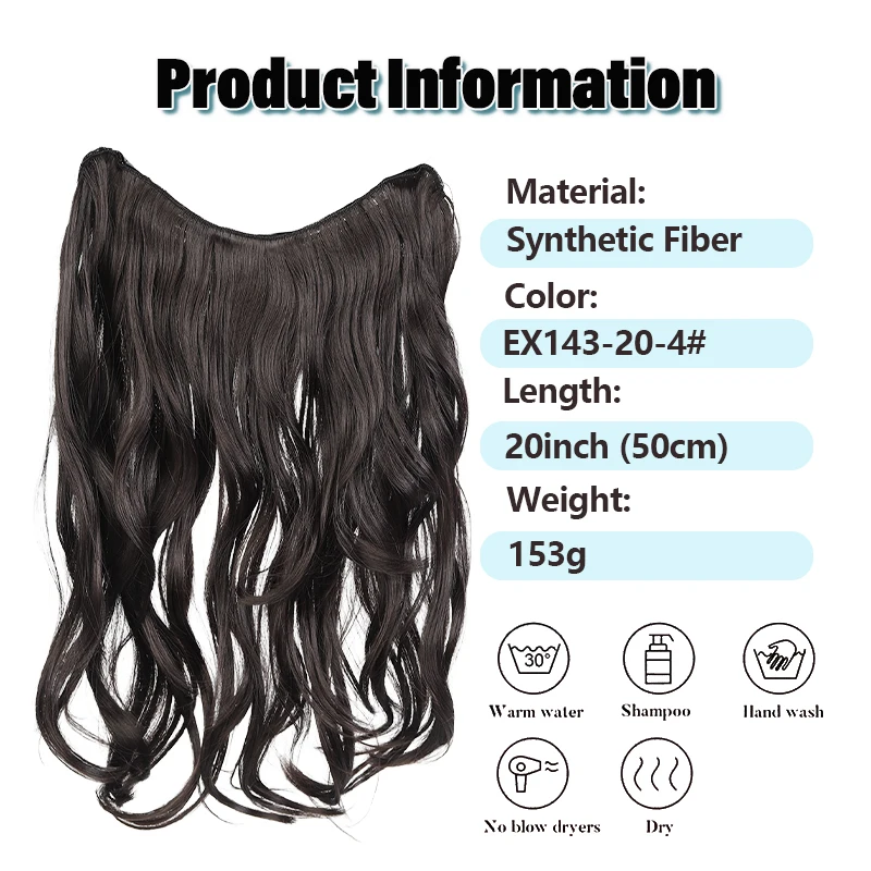 Extensiones de cabello ondulado de aspecto natural, sintéticas, de una pieza, para volumen y longitud, fáciles de usar 4