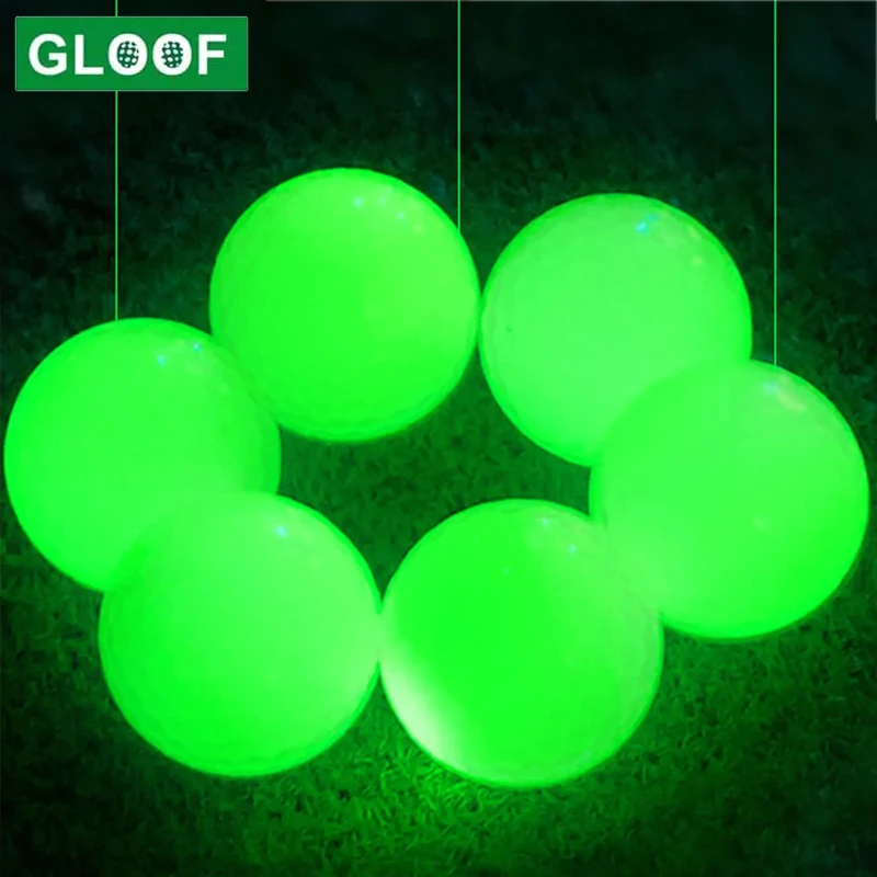 6pcs Luminous Night Golf Ball Bright Luminous Balls Glow in The Dark Fluorescent Golf Ball for Training Hitting Practice