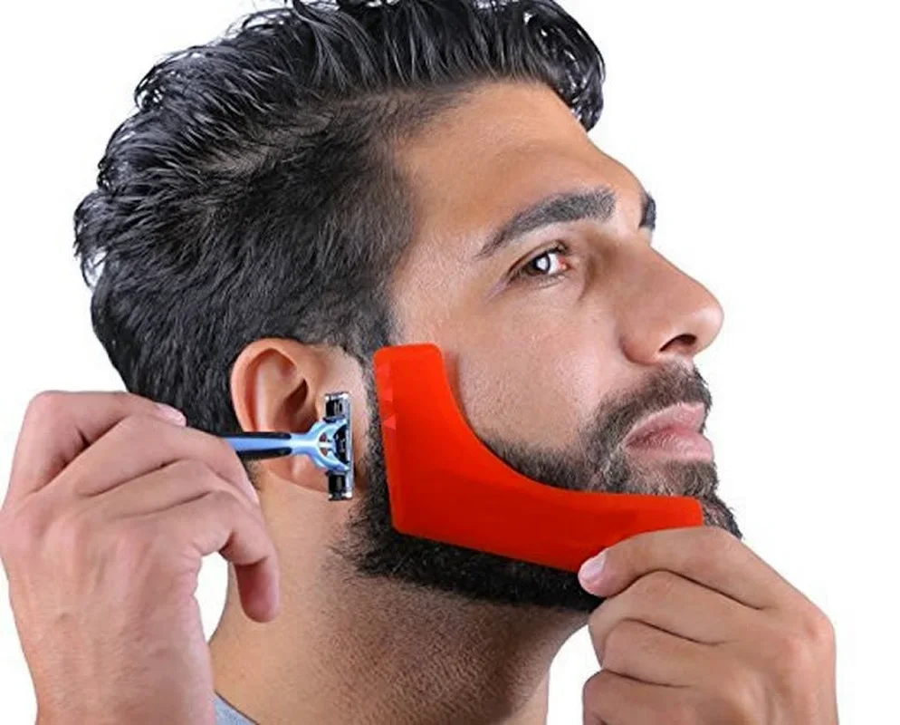 1pc Creative Rotating Men Beard Shaping Styling Template Comb Transparent All-In-One Beard Stencil Shaving Stand Shaving Tools