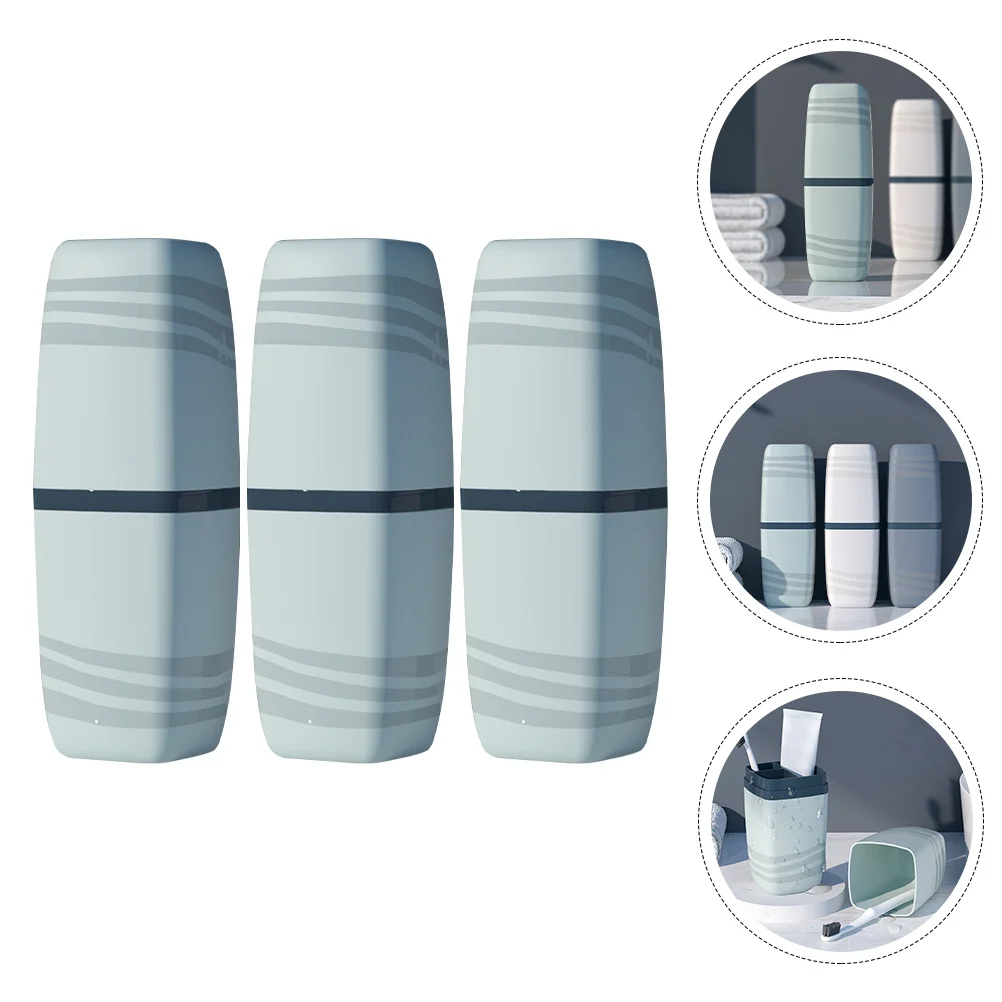 

3 Pcs Toothbrush Toothpaste Box Cup Traveling Case Storage Washing Pp Portable Bathroom Lovers