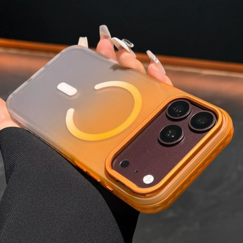 Fashion Magnetic Lens Frame Stand Holder Phone Case For iPhone 18 17 Pro Max 18 17 Pro 18ProMax for Magsafe Bracket Bumper Cover