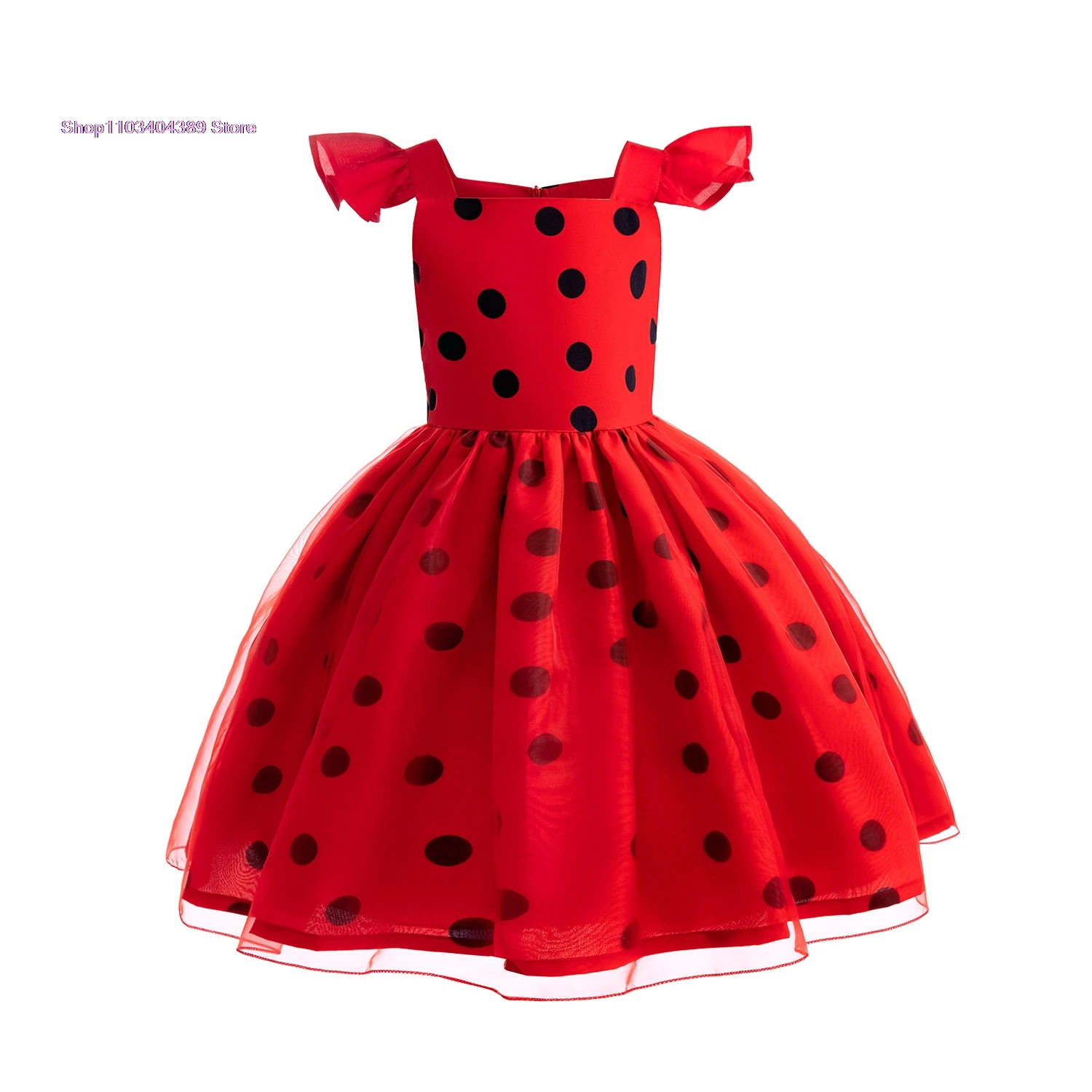 Christmas Child Bug Costume for Girls-Red Dress Halloween Mask Bag Easter Marinette Cosplay Costumes Party Little Beetle Suits