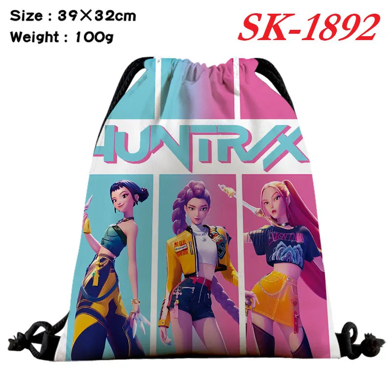 Kpop demon hunters saco de cordão grande capacidade cor esporte ginásio pacote armazenamento anime rumi mira zoey ombro mochila presente
