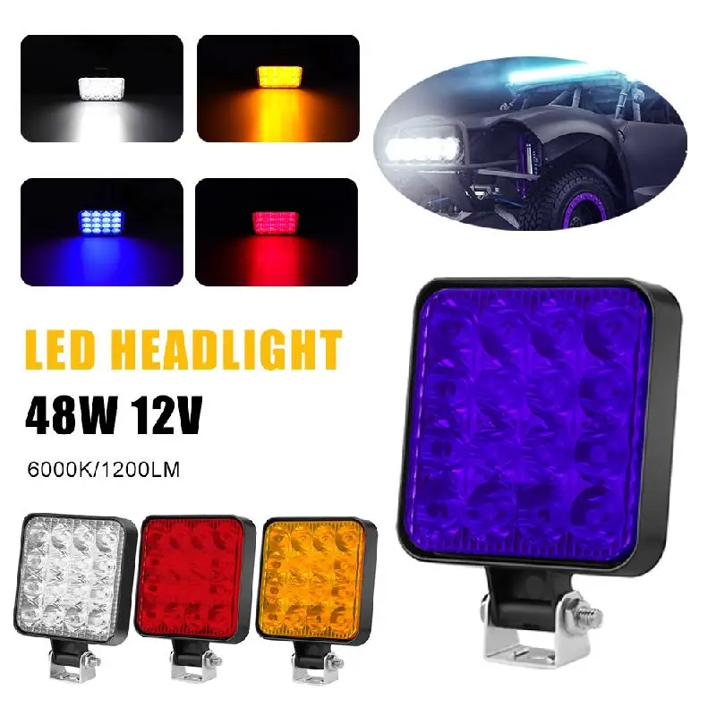 12V Car LED Light Bar 48W Off Road Work Light LED Pod 3030 LED Spot Light For Car Truck 4x4 SUV Motorcycle ATV LED Headlight