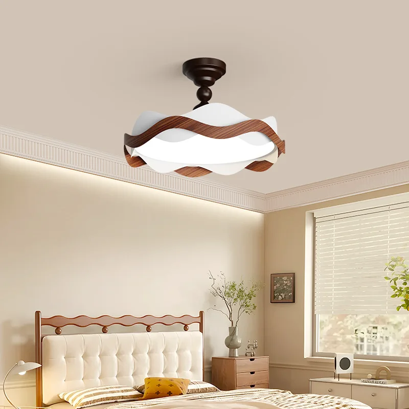 Tradition Cream Wind Ceiling Lamp Nordic Modern Living Room Board Walnut Wood Ceiling Lamp Dimmable Atmosphere LED Protection