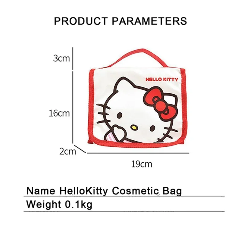 Sanrio Hello Kitty Foldable Makeup Bag Kuromi Cinnamoroll Melody Cosmetic Toiletry Storage Organizer Bag Anime Travel Handbag image 5