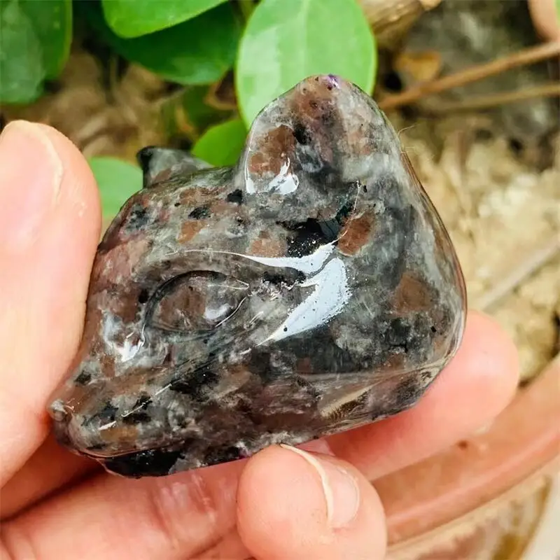 5 سنتيمتر الطبيعية Yooperlite القط رئيس المصري Mau نحت الكريستال الحيوان شفاء عطلة هدية ديكور المنزل 1 قطعة