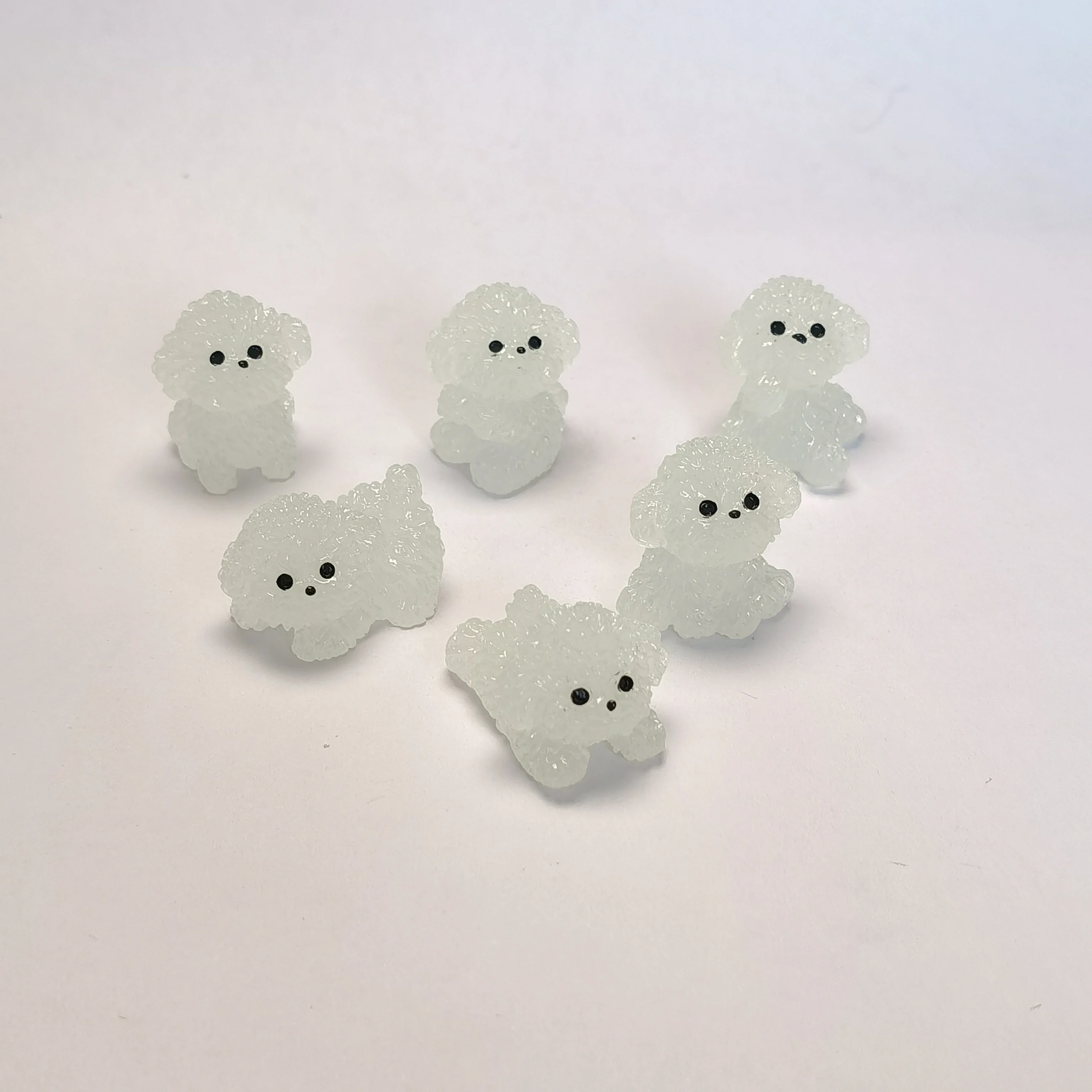 Luminous Poodle Dog Car Ornaments Dashboard Rearview Mirror Glow Resin Ornament Garden DIY Noctilucent Decoration Accessories