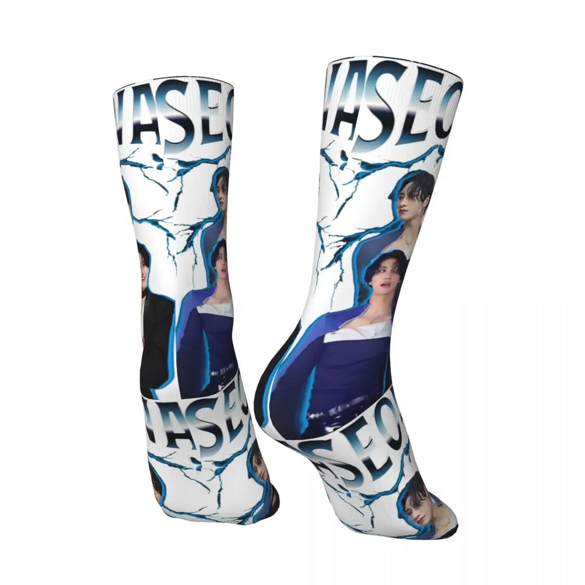 Crazy compression Seonghwa 90S Sock for Men Harajuku ATEEZ Seamless Pattern Crew Sock Novelty