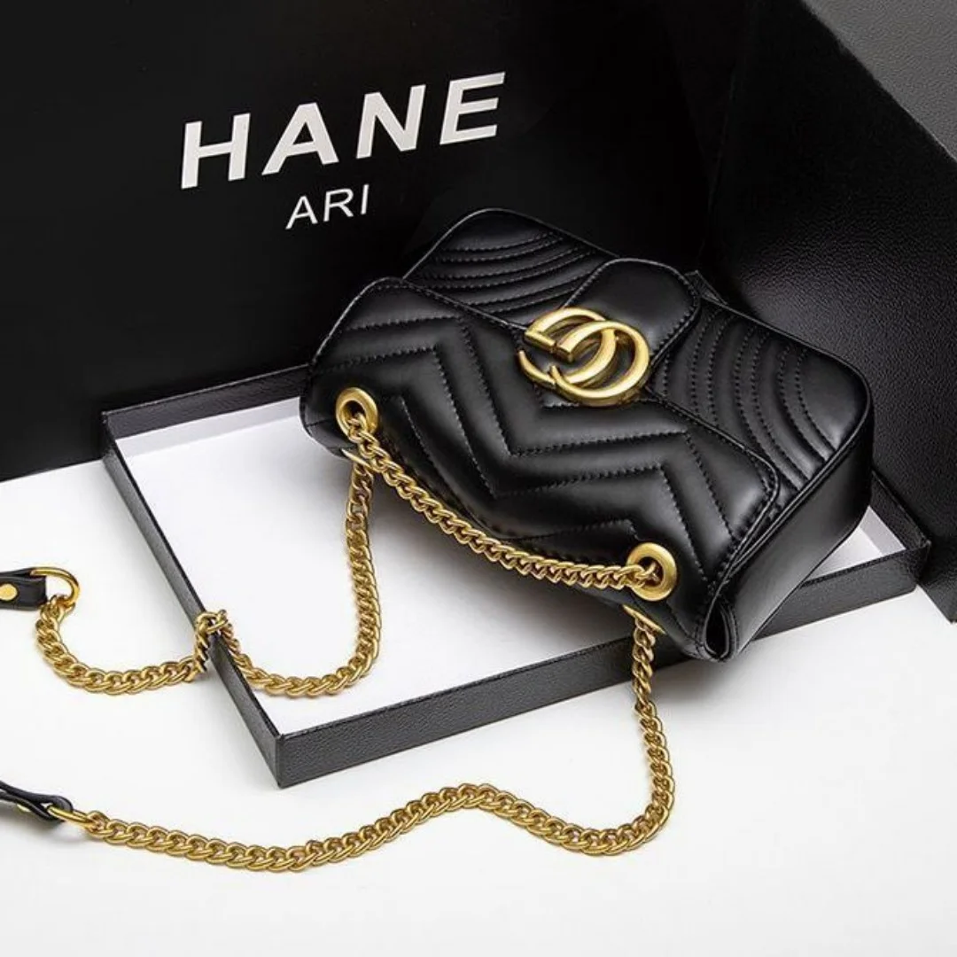 حقيبة سلسلة مبطنة جديدة للنساء حقيبة كتف عصرية بنمط موجة المياه مع مشبك معدني حقيبة يد أنيقة للسيدات