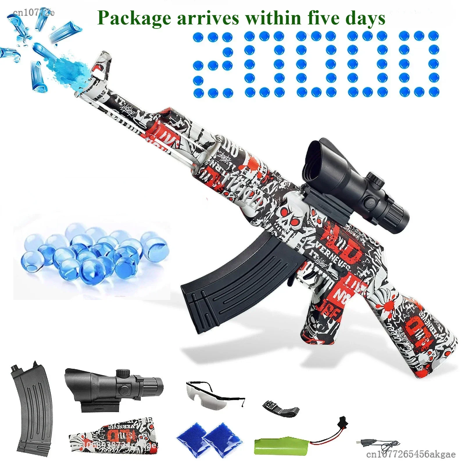 2024 New Automatic Outdoor Activities Game Shooting Weapon Gel Bullet Gun Gifts AK47 Gun Electric Burst  geI ball gun