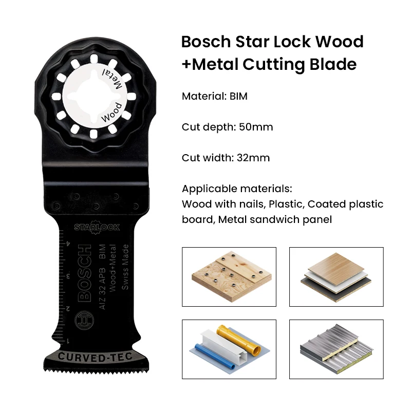 Bosch Oscillating Saw Blade Starlock BIM Plunge Saw Blade AIZ 32 APB Wood Metal Multitool Saw Blades for GOP12V-28 GOP185-Li