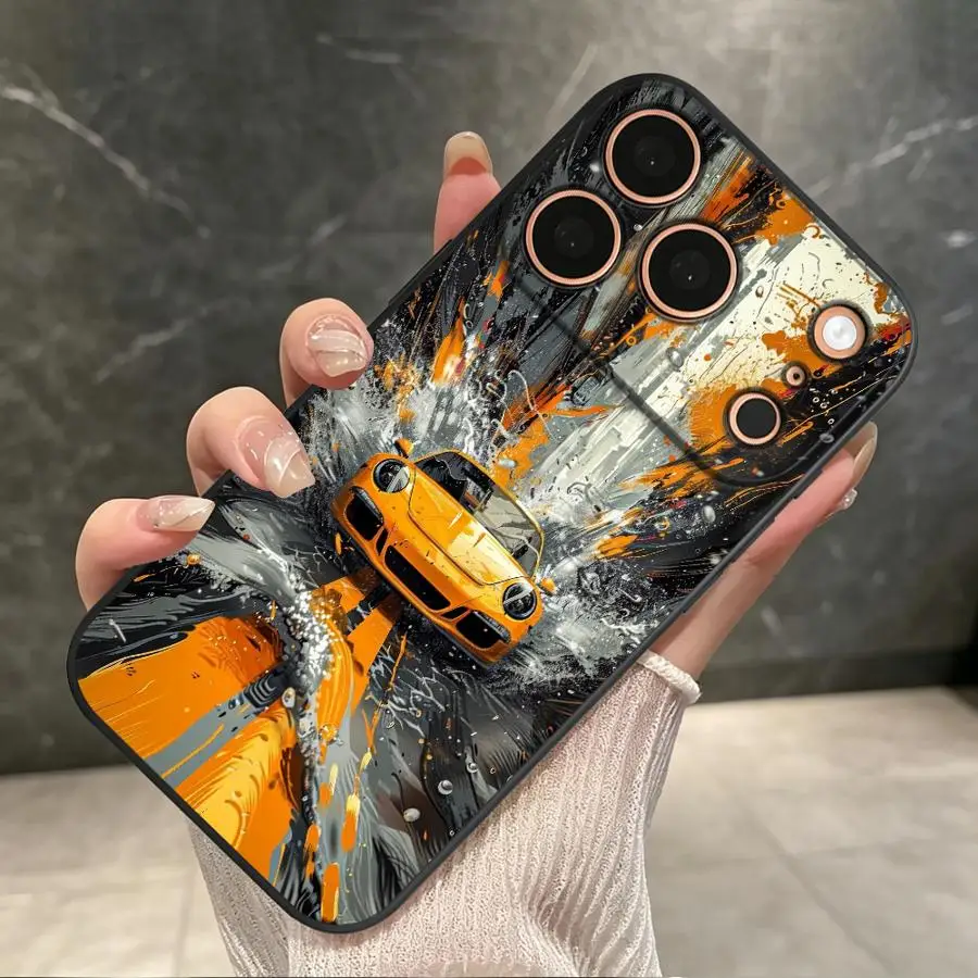 Phone Cover Case for Apple iPhone 17 Pro Max 7 8 11 15 XS X 16 Plus SE 14 6 6S 13 Mini Yellow Sports Car