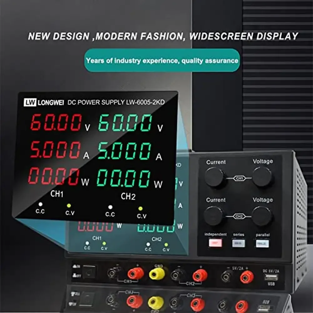 4 Channel DC Power Supply 60V 5A Adjustable Bench Power Source with Overload Protection & LED Display