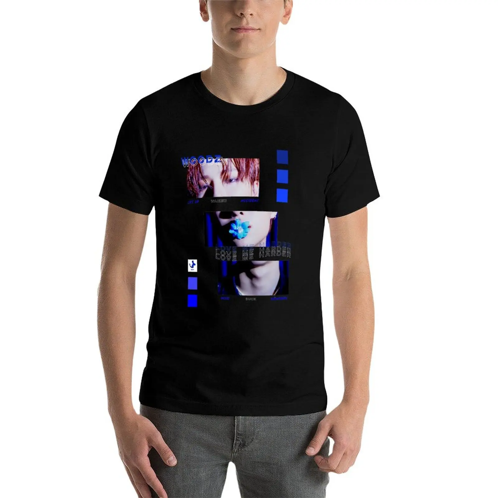 تي شيرت WOODZ SEUNGYOUN EQUAL MERCH قمصان جرافيك تي شيرت أسود لمحبي الرياضة تي شيرت جرافيك للرجال