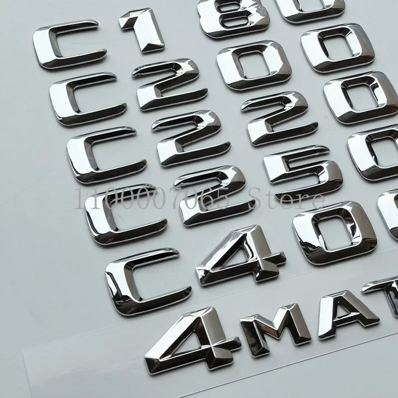 2015 Chrome Letters C180 C200 C250 C300 C350 C400 C450 C220d C250d 4Matic Emblem for W205 Car Trunk Logo Sticker