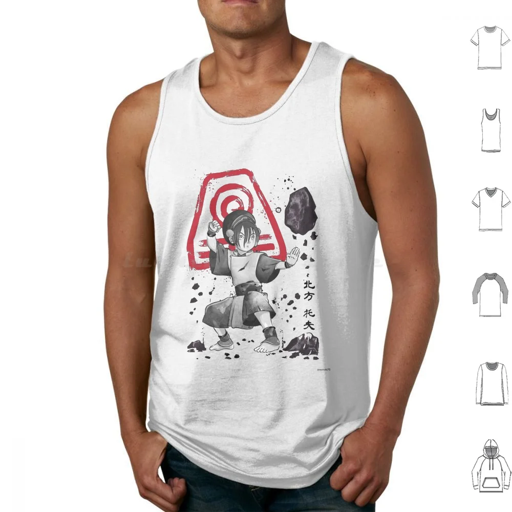 The Power Of The Earth Kingdom Sumi-E Tank Tops Print Cotton Airbender Aang Korra Manga Anime Zuko Toph Katara